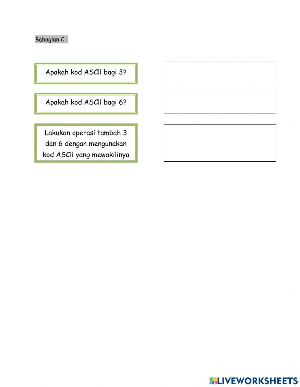 Penambahan dan Penolakan nombor perduaan dalam menterjemah aksara pengekodan ASCll