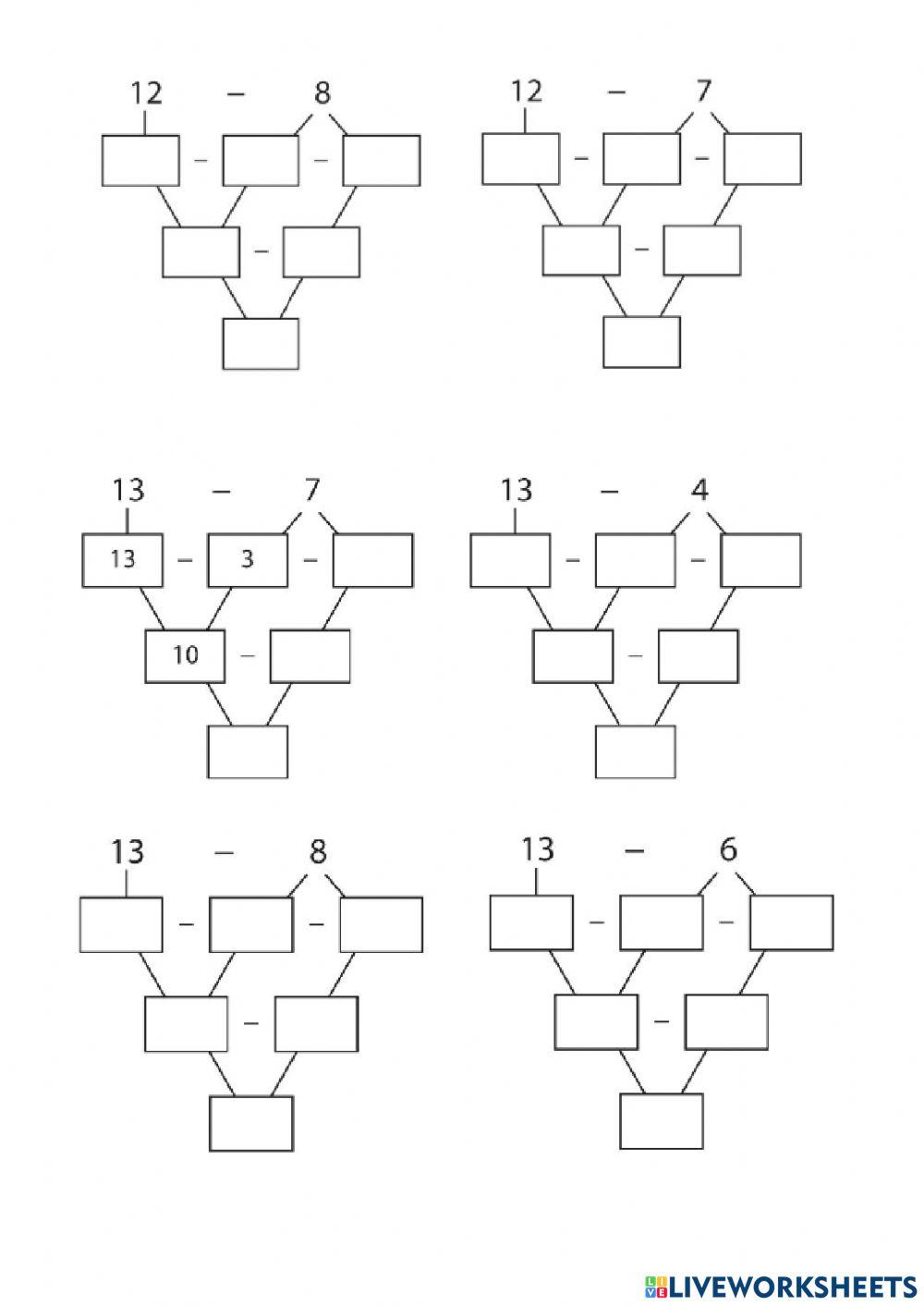 Lahutamine üleminekuga 20 piires