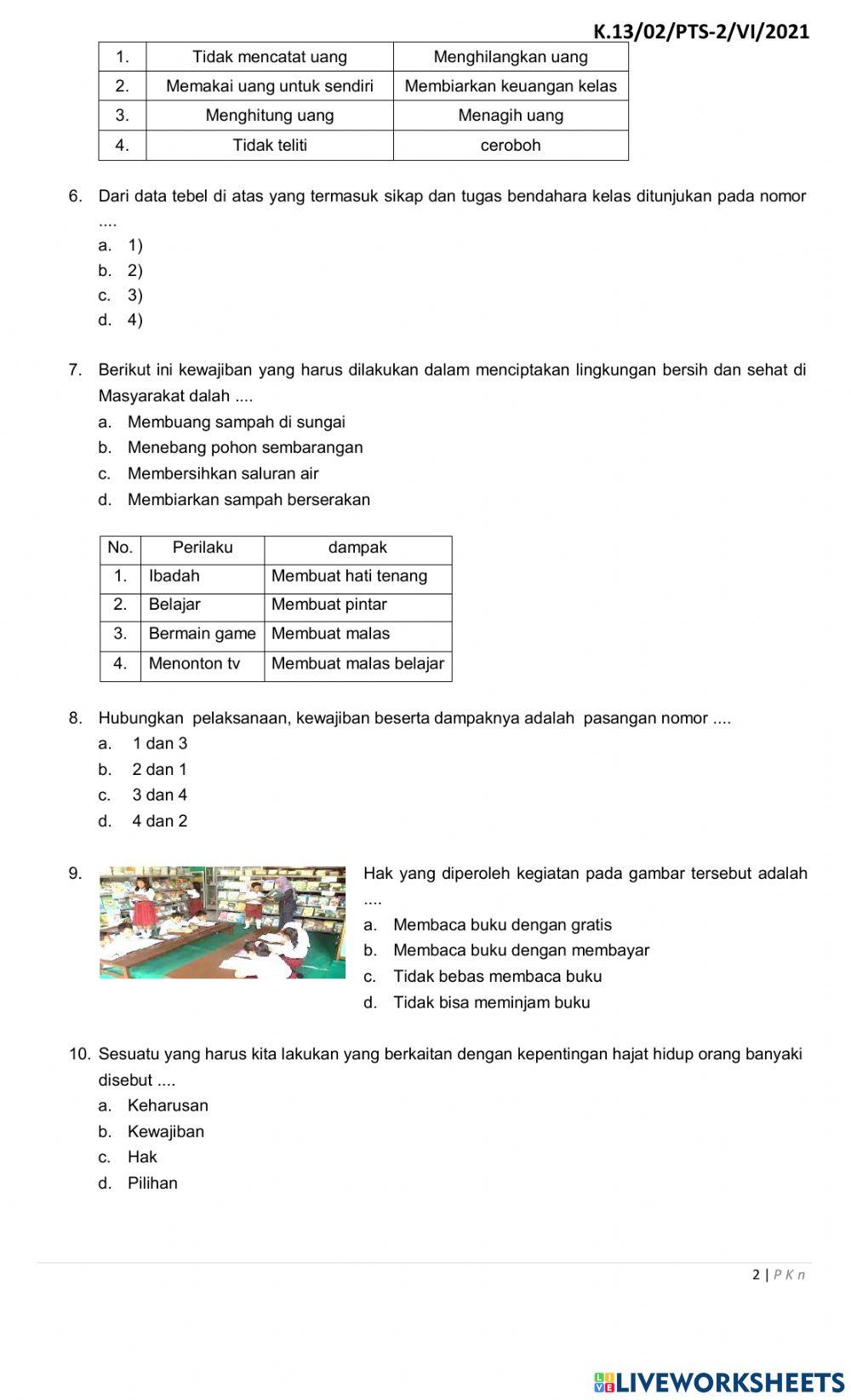 Soal PTS Genap Mupel PKn