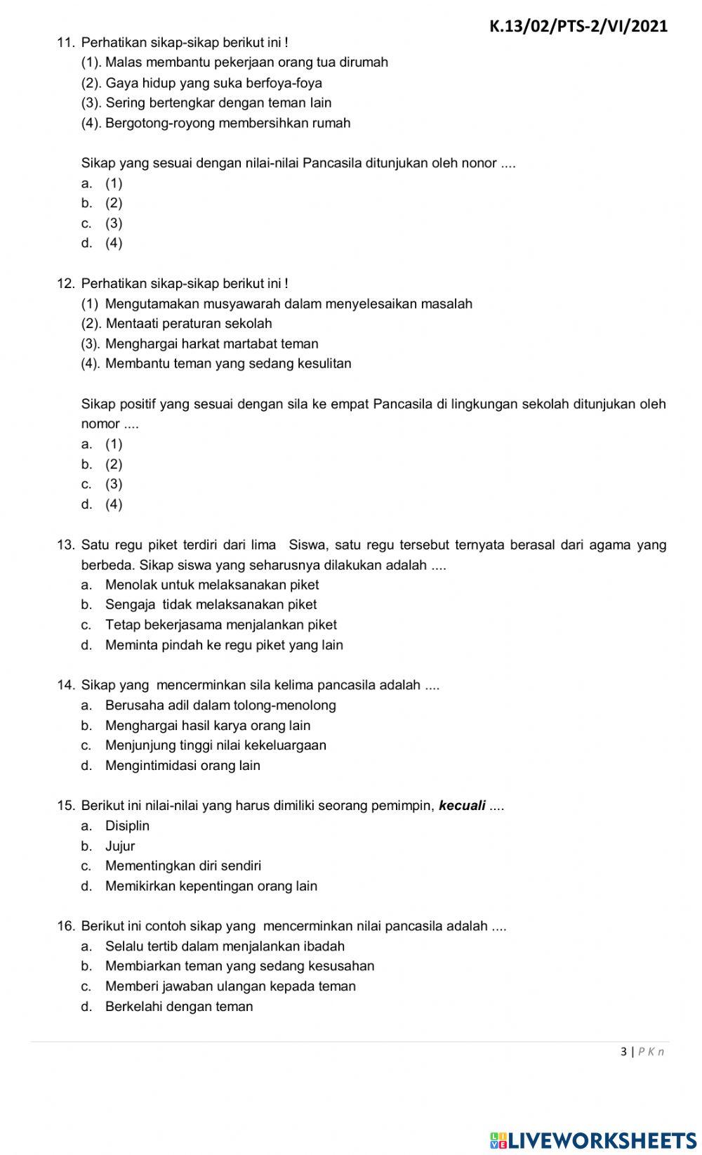 Soal PTS Genap Mupel PKn