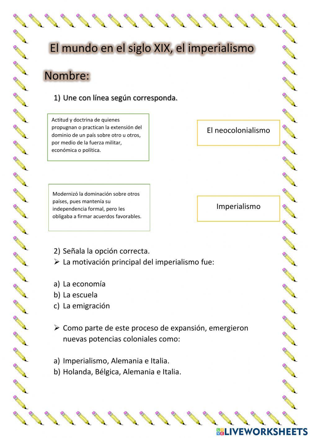 El mundo en el siglo,el imperialismo