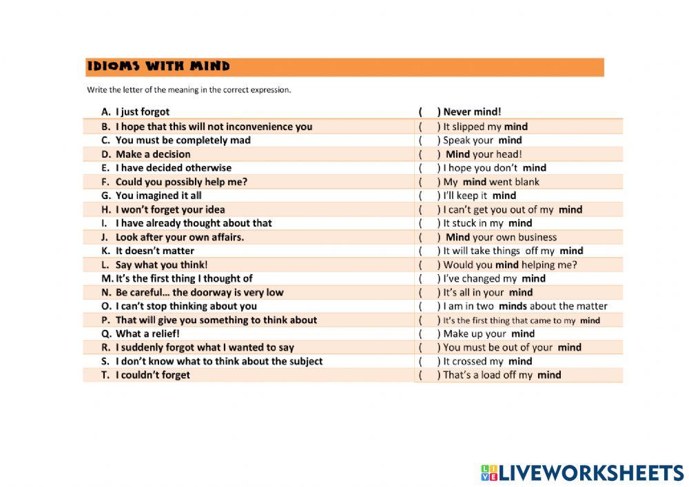 Idioms with mind