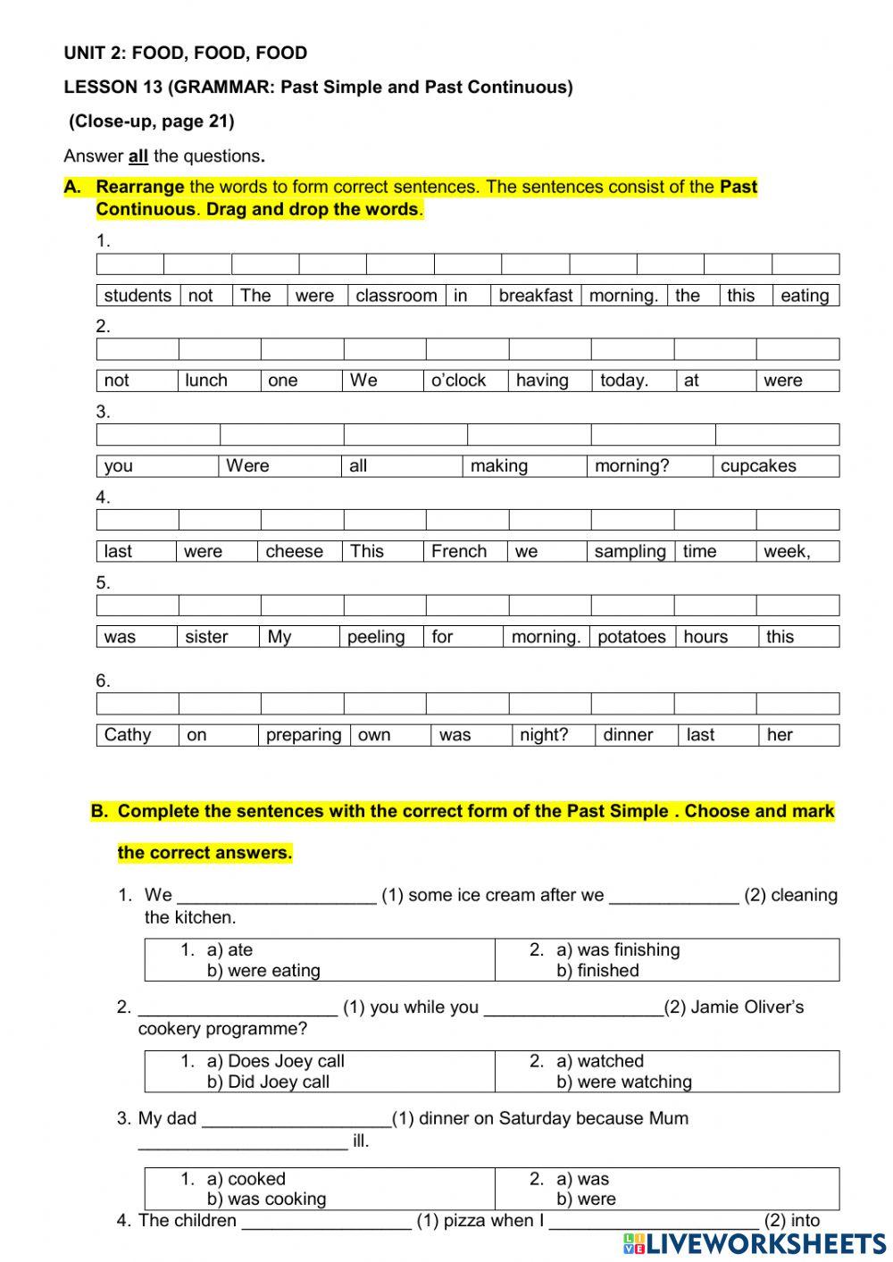 UNIT 2 FOOD,FOOD,FOOD! Grammar Lesson 13