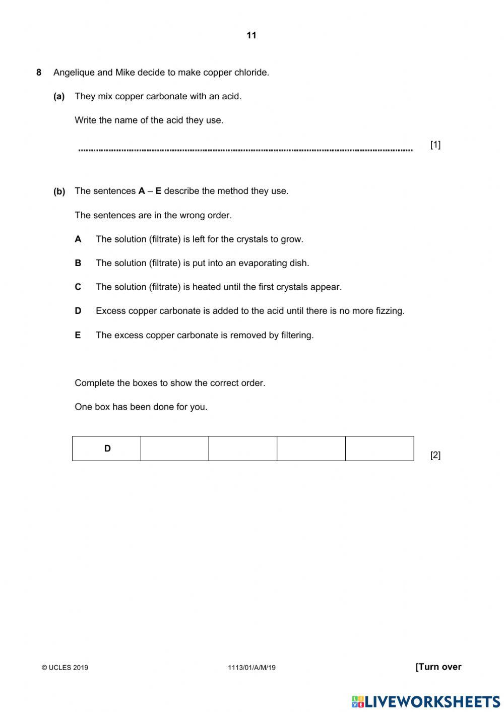 Cambridge Science Checkpoint 2019 - Paper 1 continued