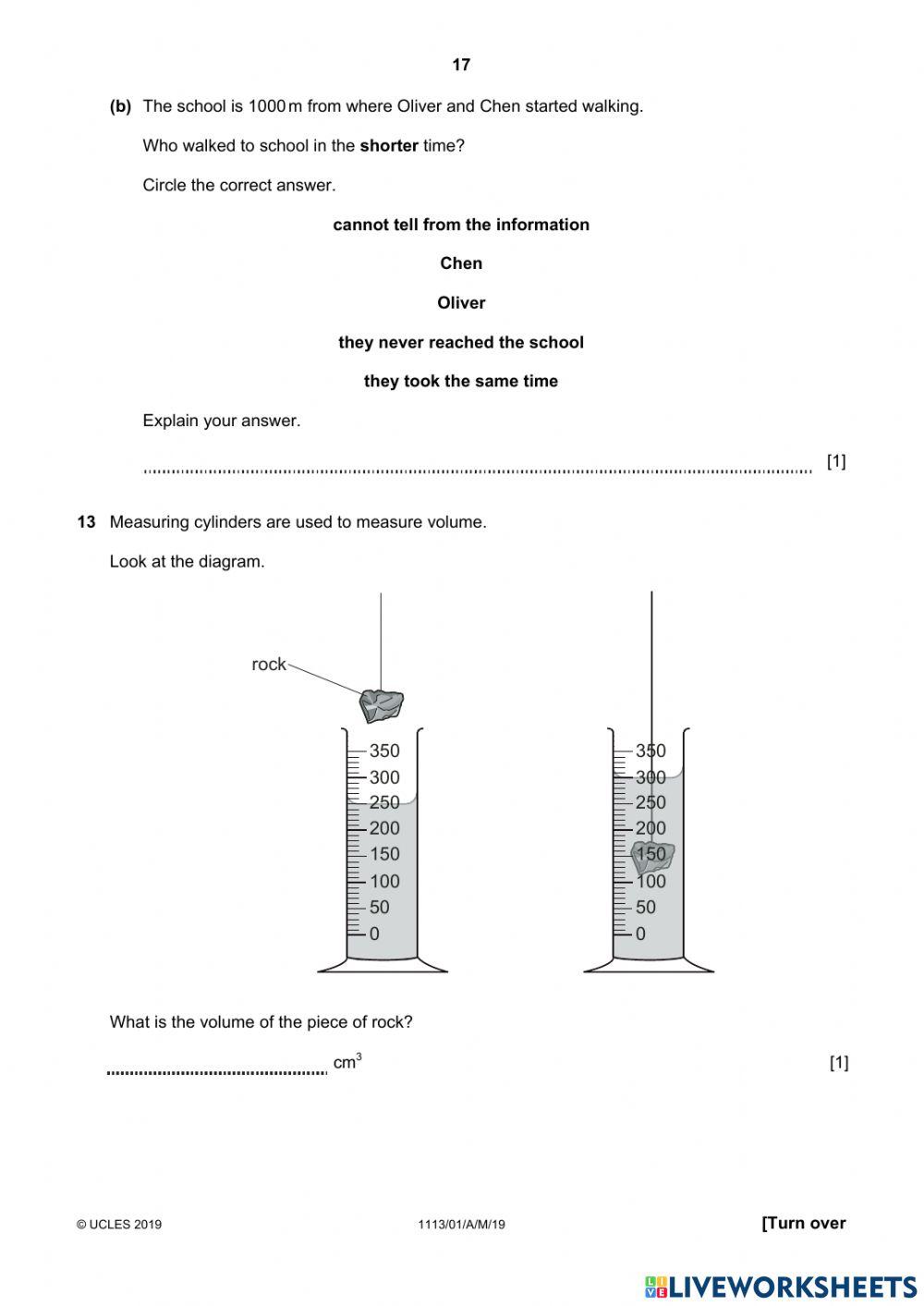 Cambridge Science Checkpoint 2019 - Paper 1 continued
