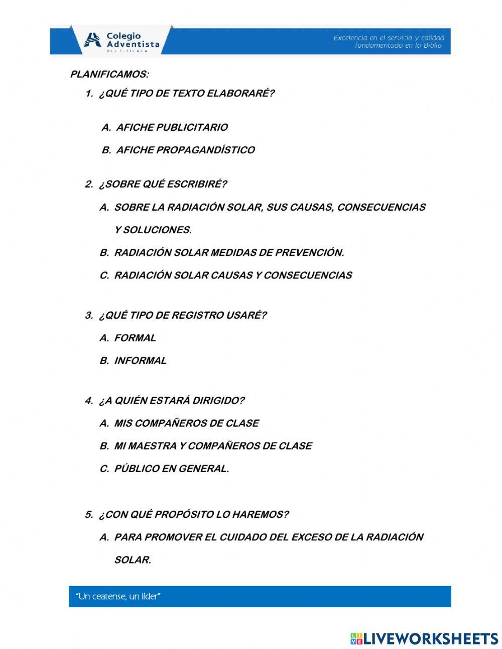 Ficha de planificación de un afiche