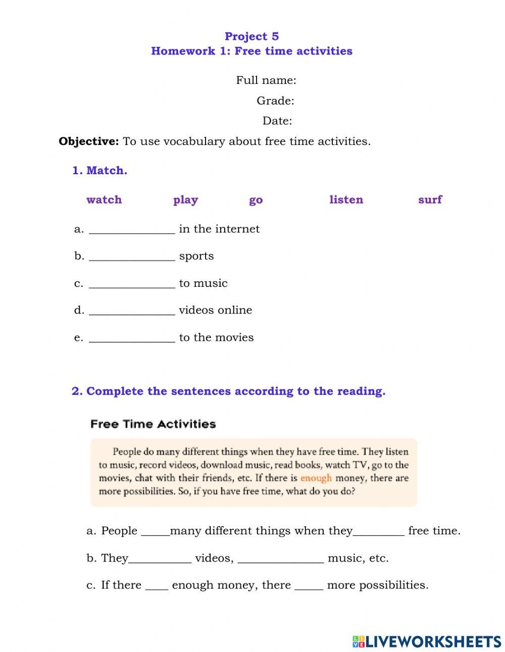 Free time activities