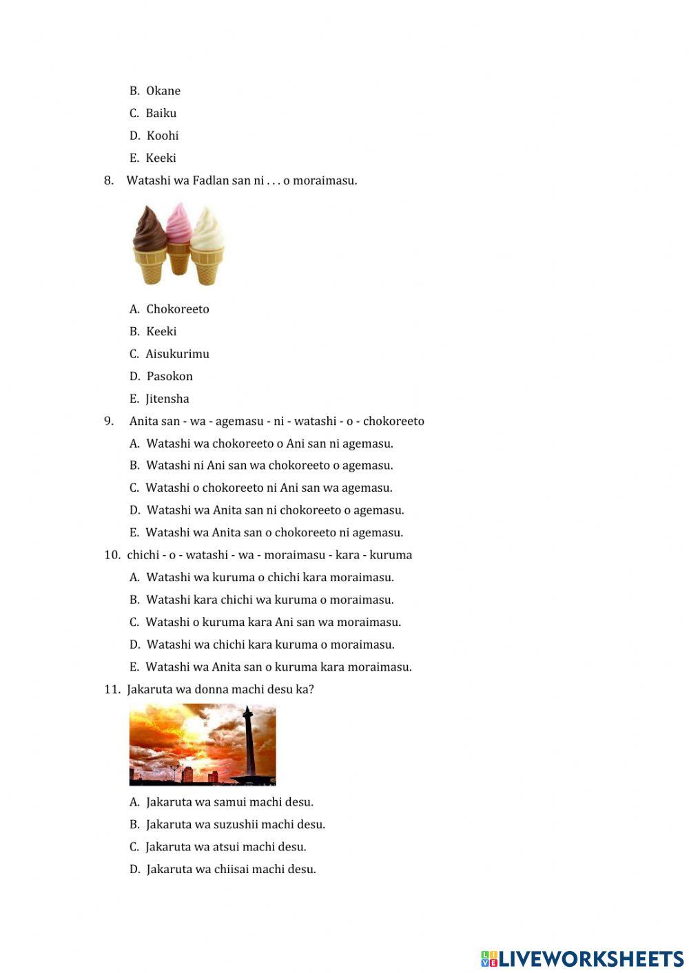 PTS B Jepang Kelas XII semester genap