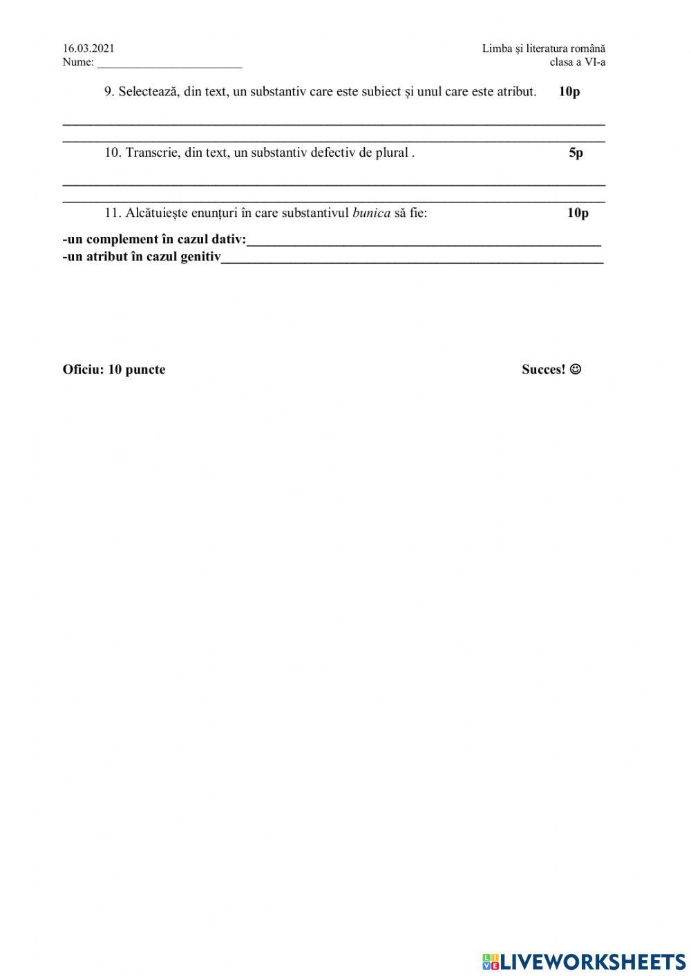 Test - cls 6 unitatea IV