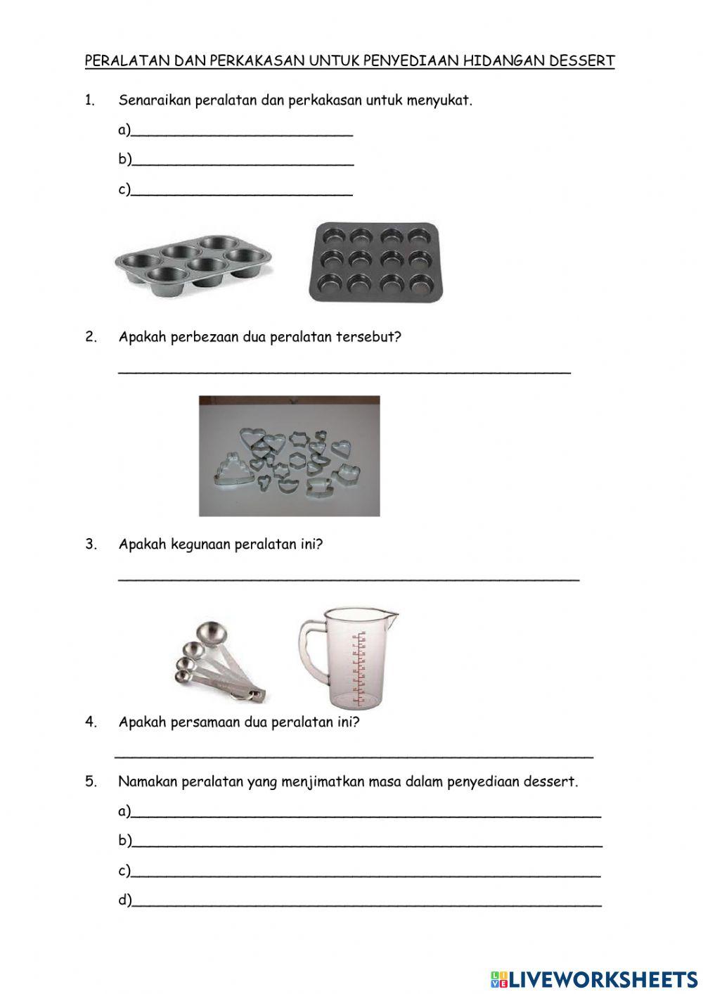 Peralatan dan Perkakasan Penyediaan Dessert