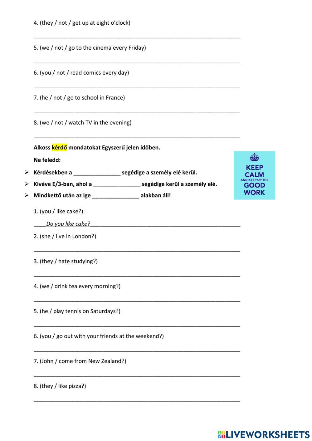 Present Simple - gyakorlás