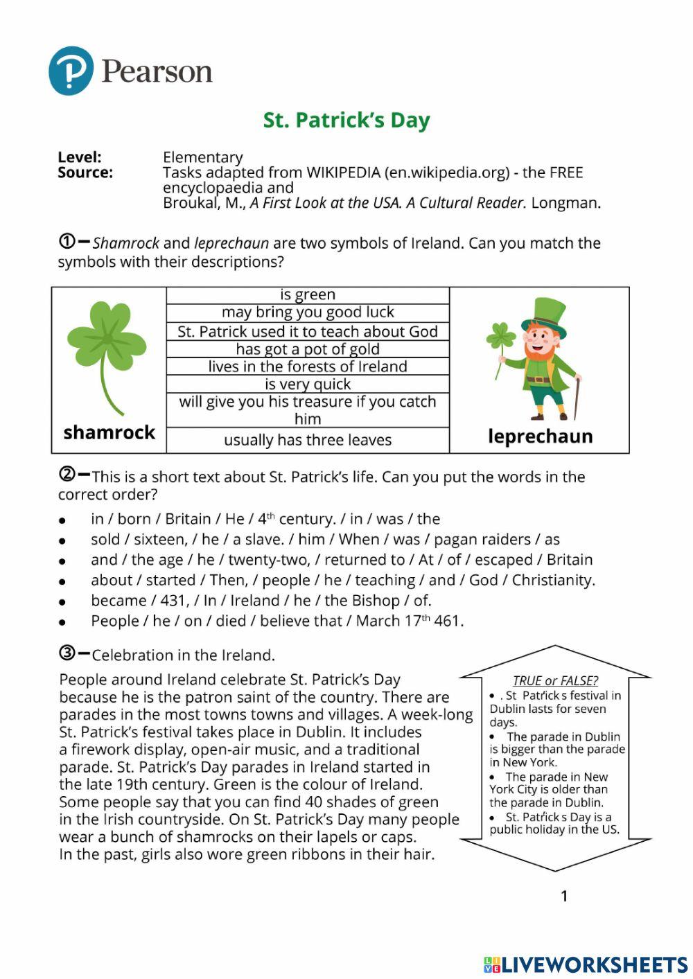 St Patrick's day info