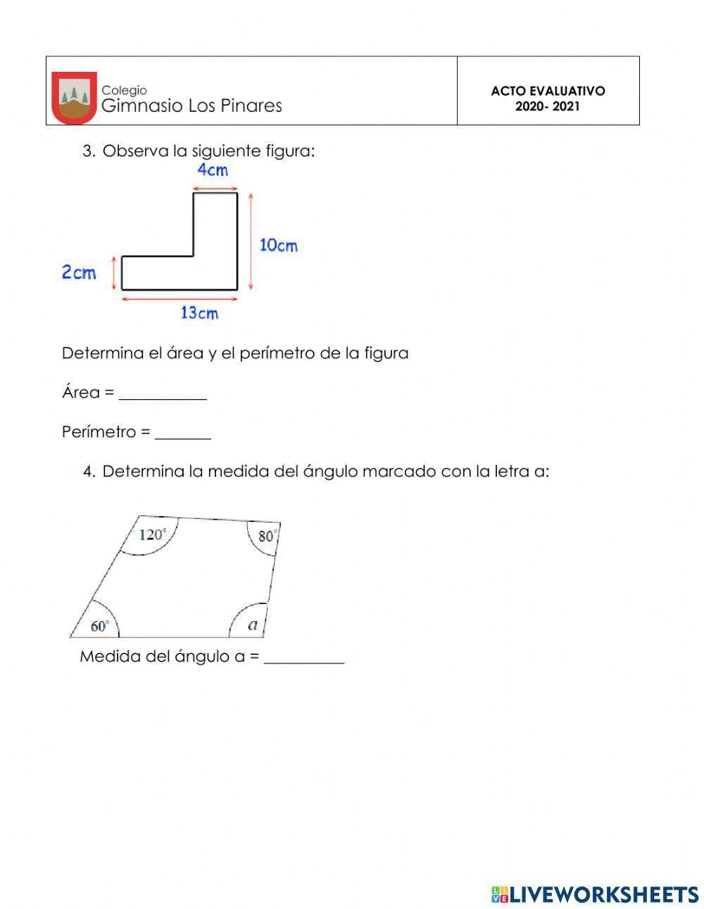 Examen de áreas y perímetros