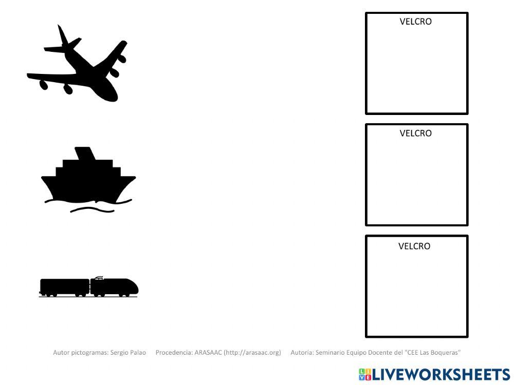 Material TEACCH igualar sombras medios de transporte ii
