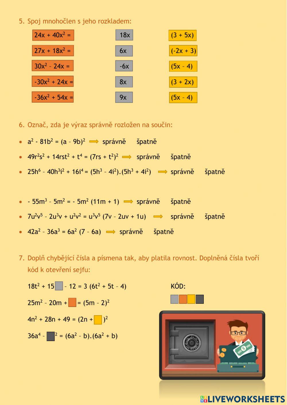 Úpravy výrazů na součin