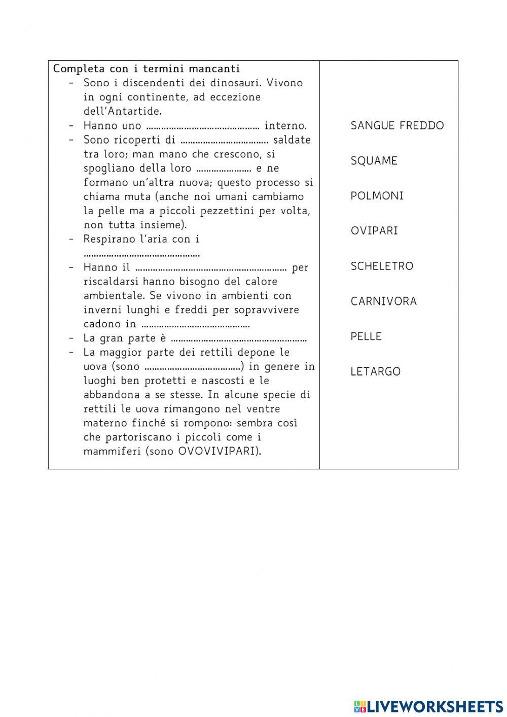 I rettili I rettili