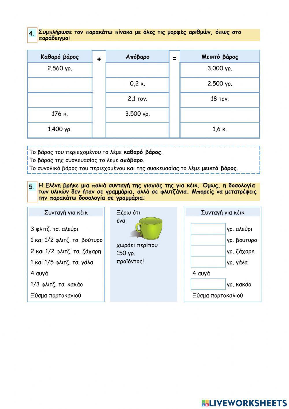 Κεφάλαιο 50 - Μετρώ και λογαριάζω βάρη