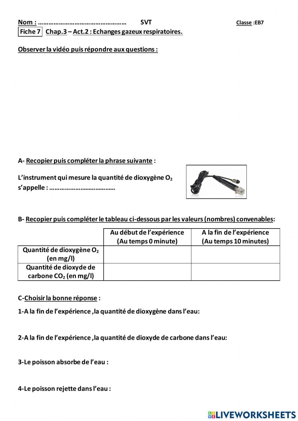 Echanges gazeux respiratoires