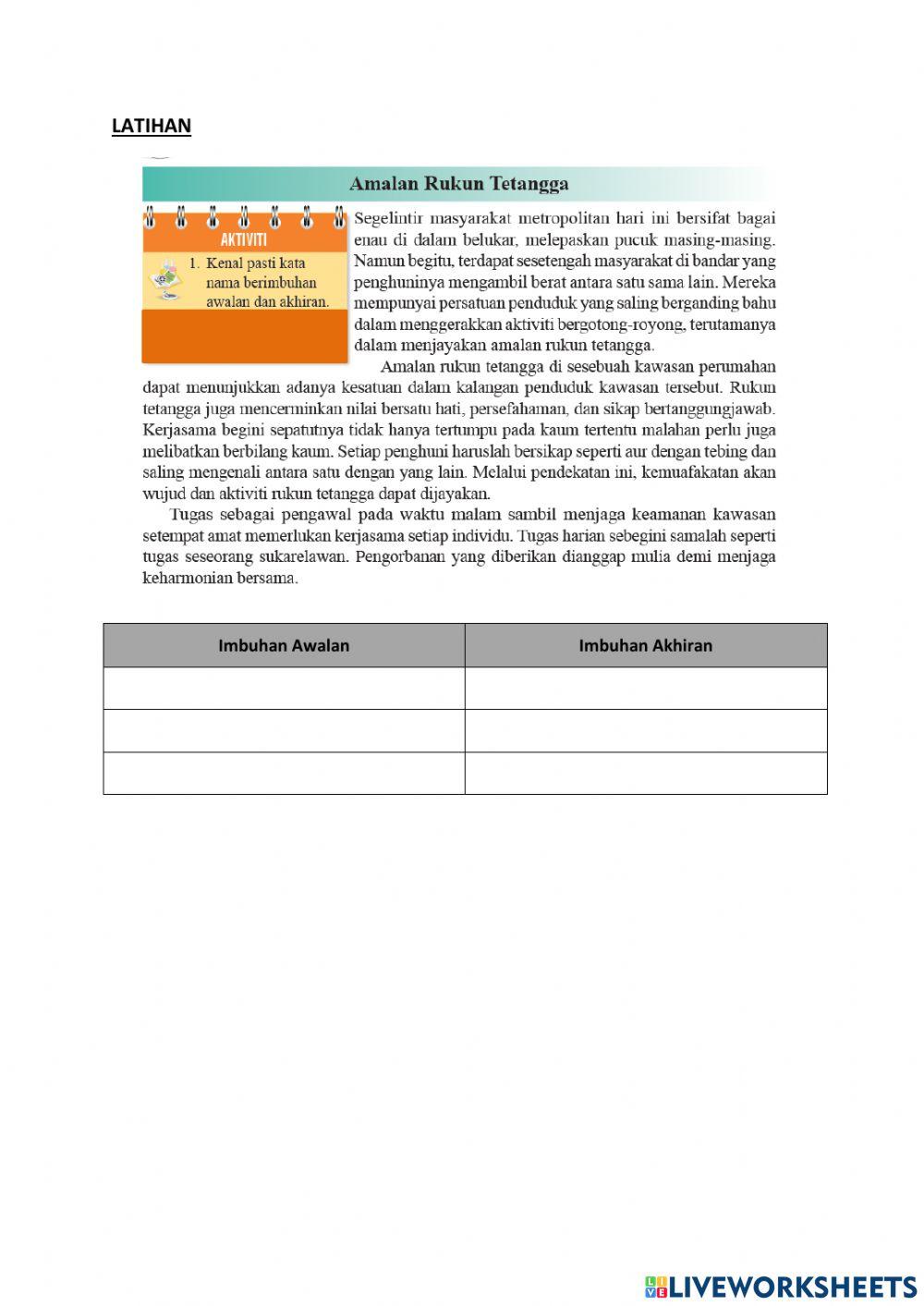 Kata nama berimbuhan awalan dan akhiran