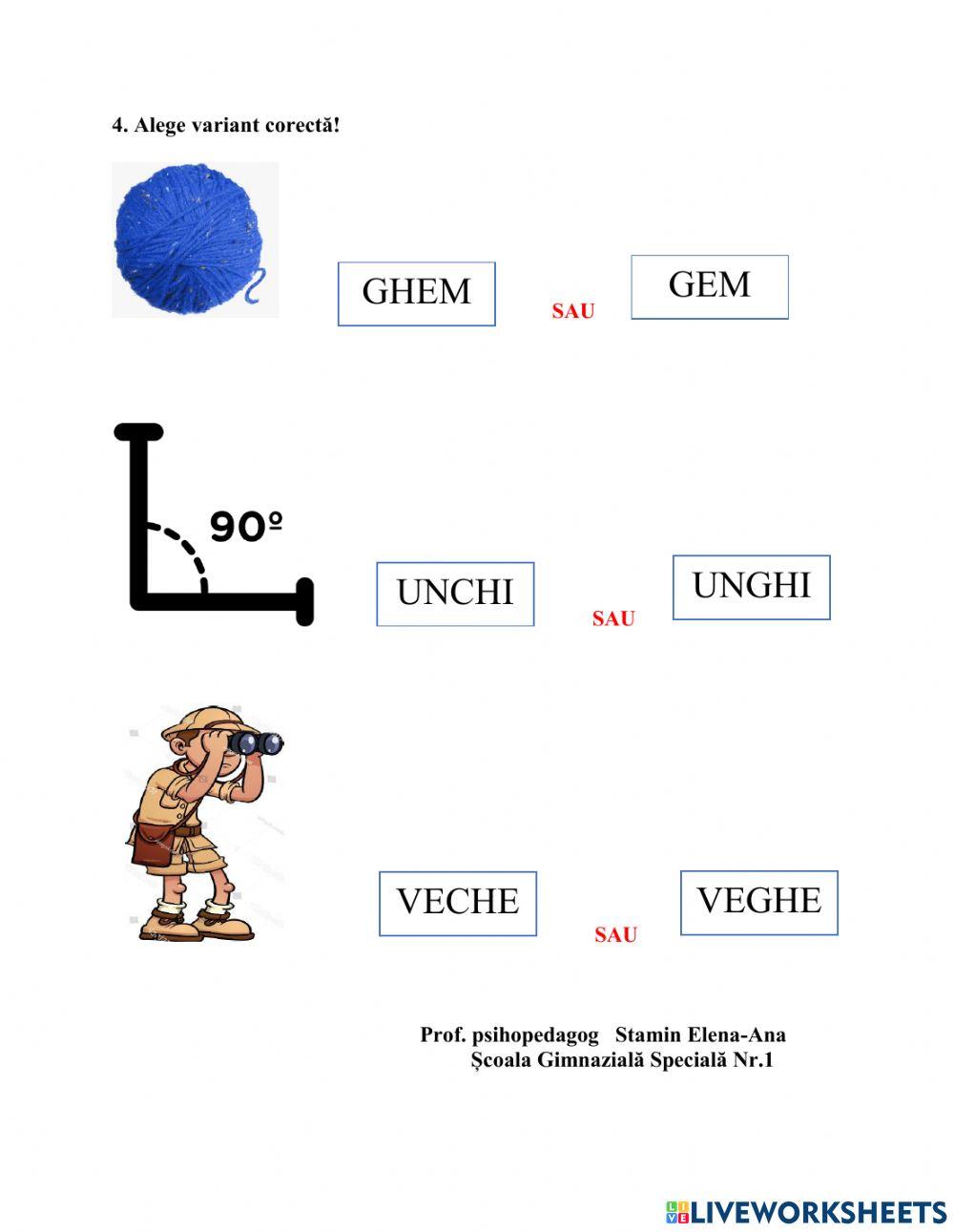 Grupurile de litere GHE-GHI