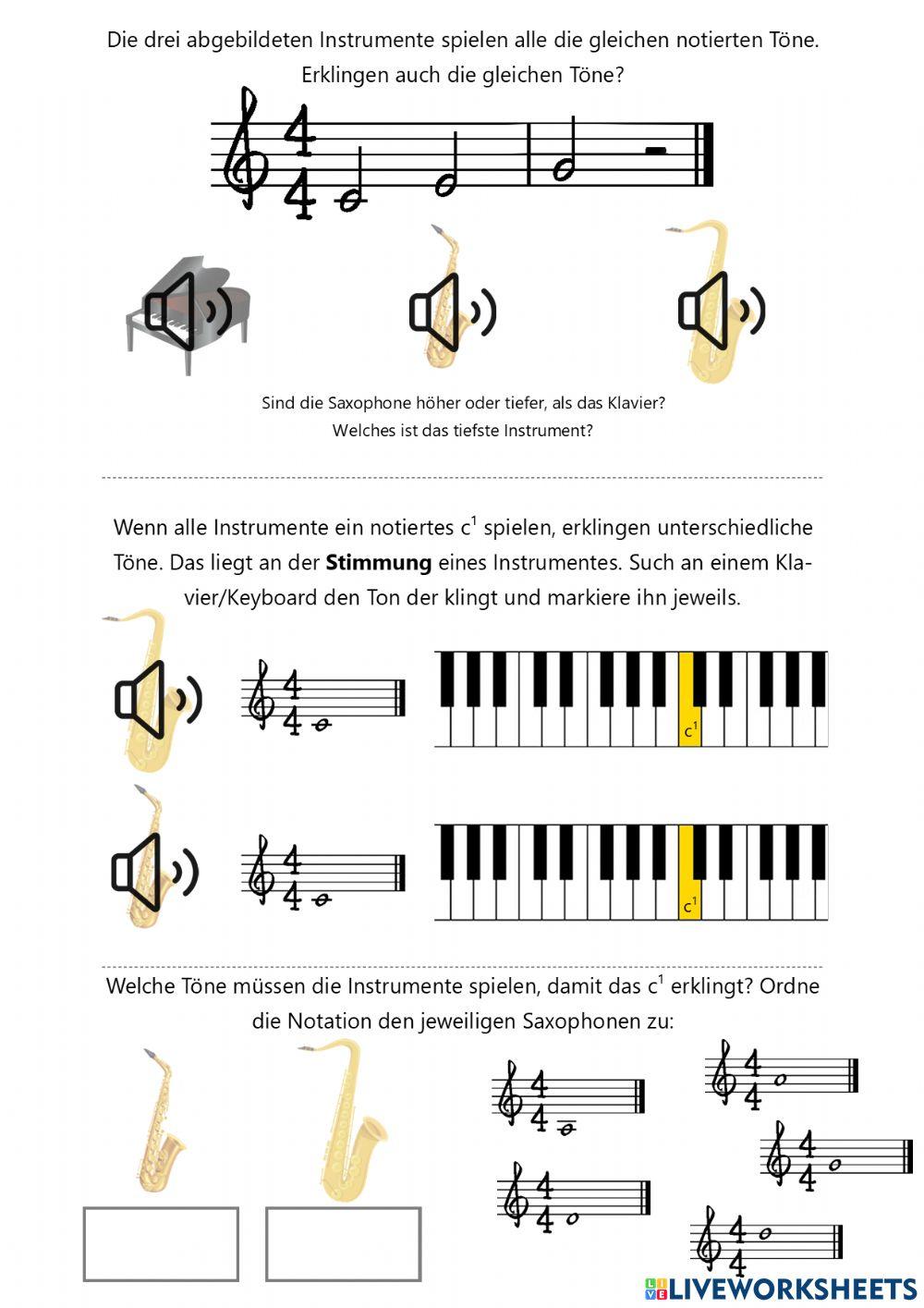 Transponierende Instrumente (Saxophon)