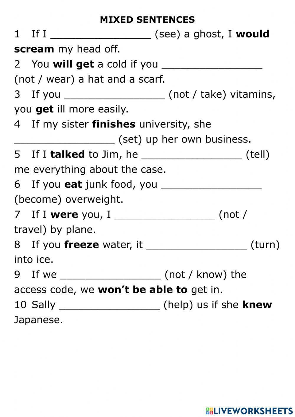 Revision - CONDITIONALS (choose mode)