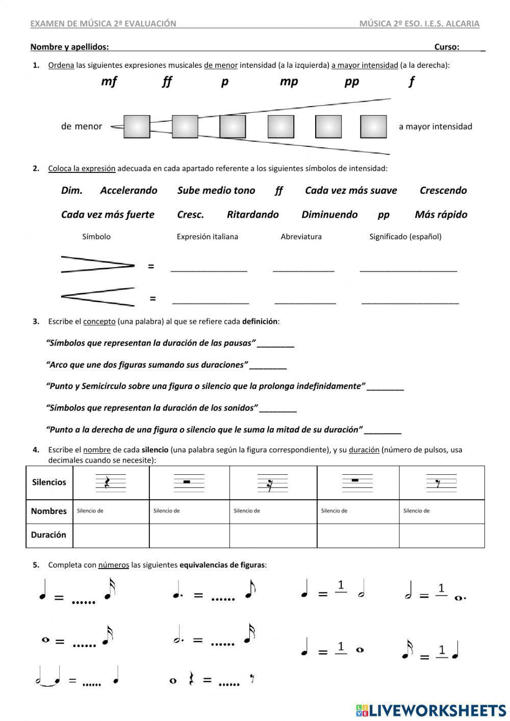 Examen: Duración, Intensidad, Edad Media