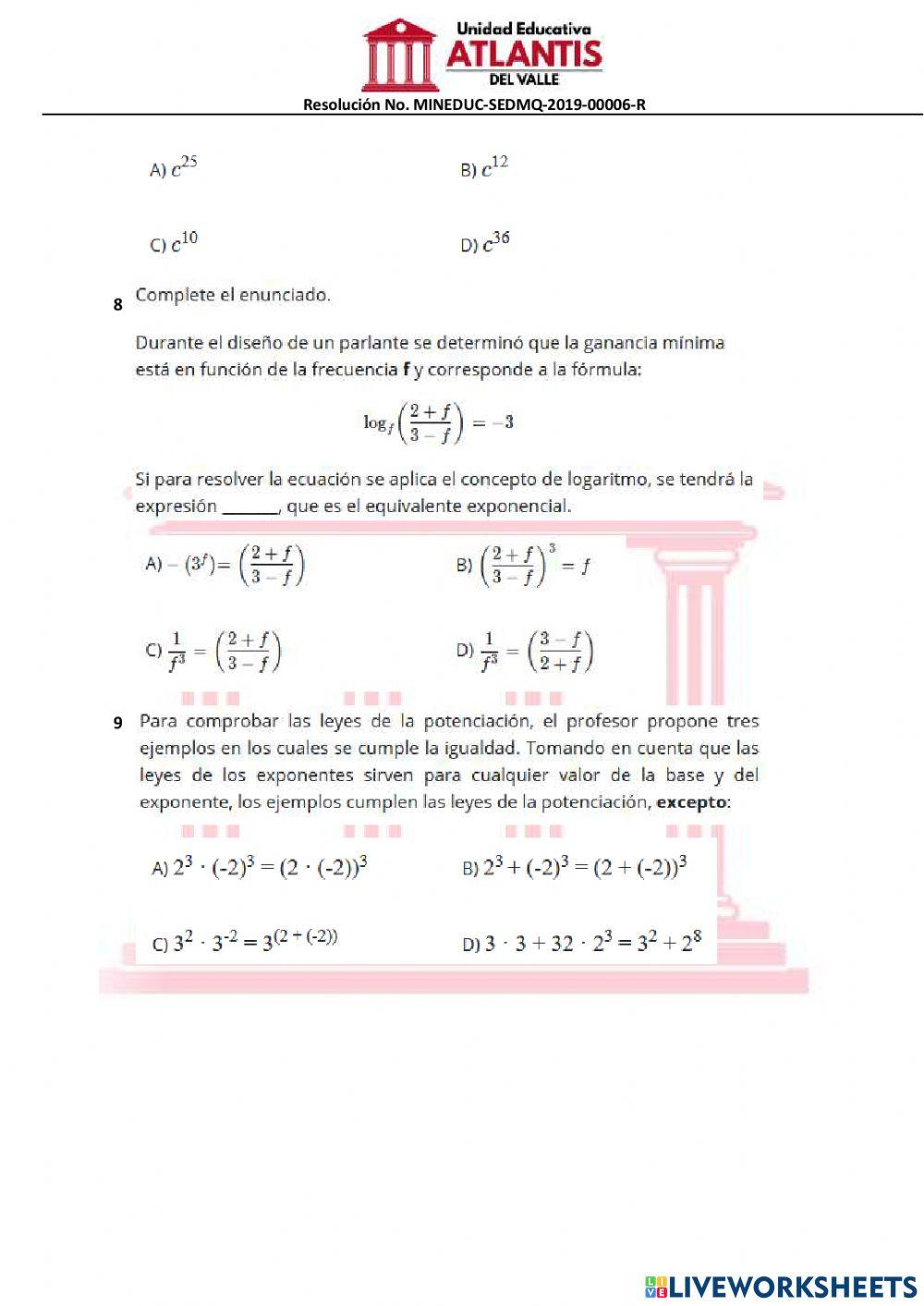 Ecuación – Función Exponencial y Logarítmica PARTE 2
