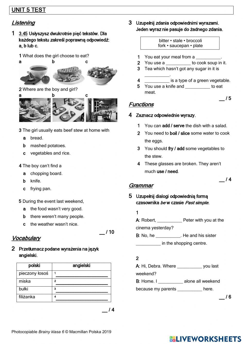 Brainy 6 Unit 5 Test