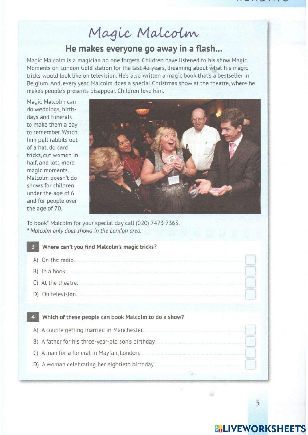 English Test Training A2 - Reading 1-4