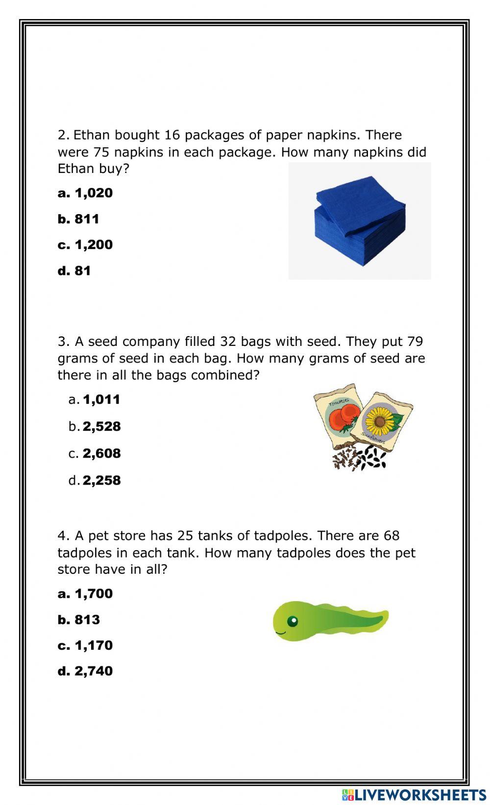 Multiplication Word Problems