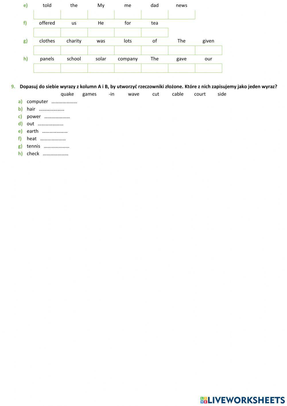 E8 U13 Świat przyrody Grammar