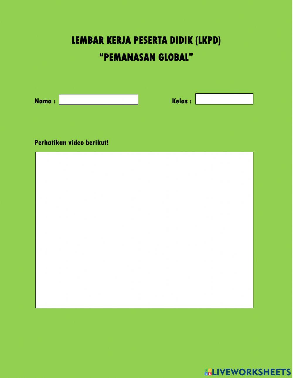 Lembar kerja peserta didik (lkpd) pemanasan global