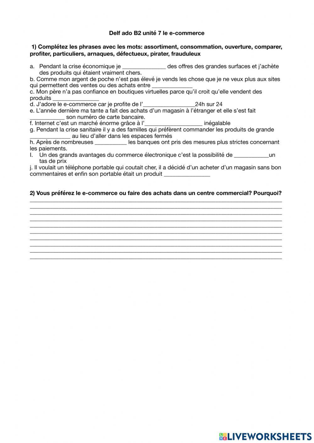 Delf ado B2 unité 7 le e-commerce