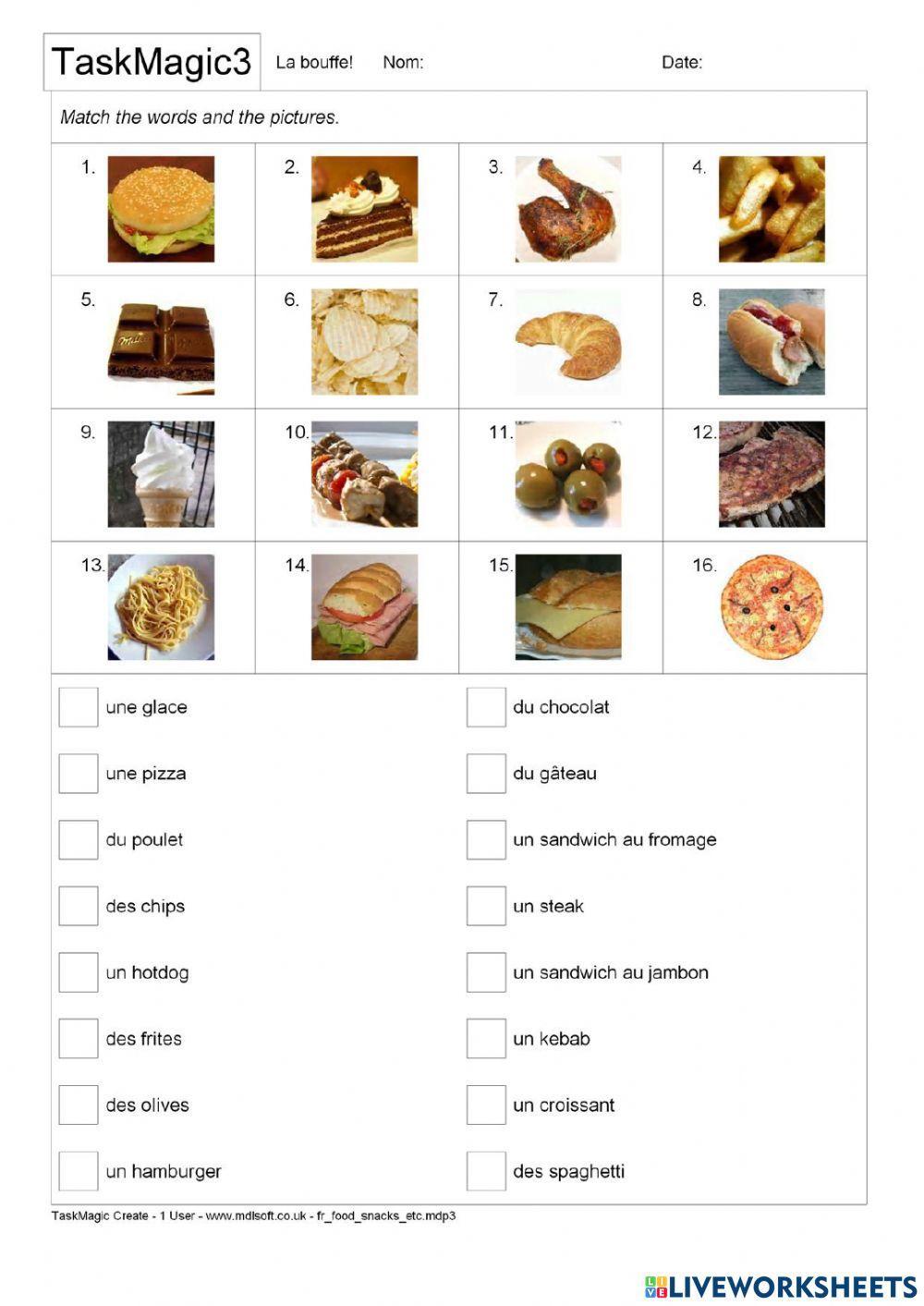 Food matching exercise