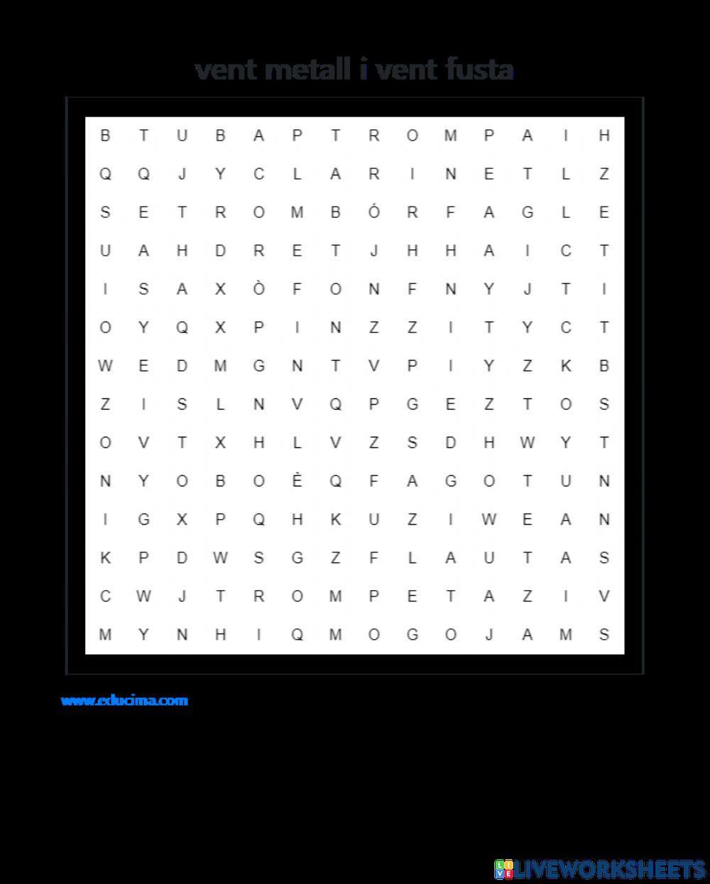 Sopa lletres instruments