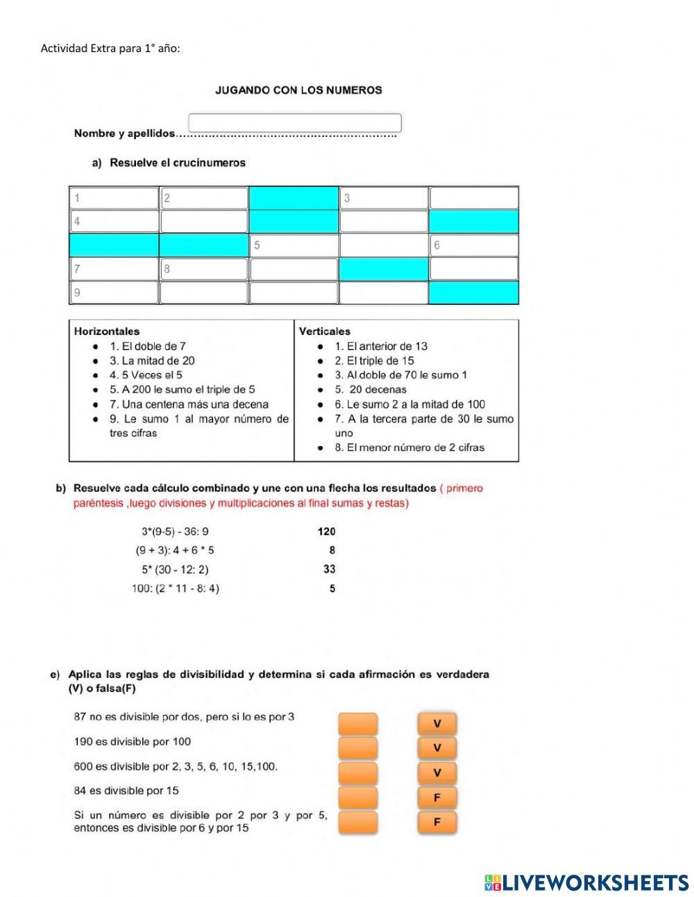 1° año actividad extra
