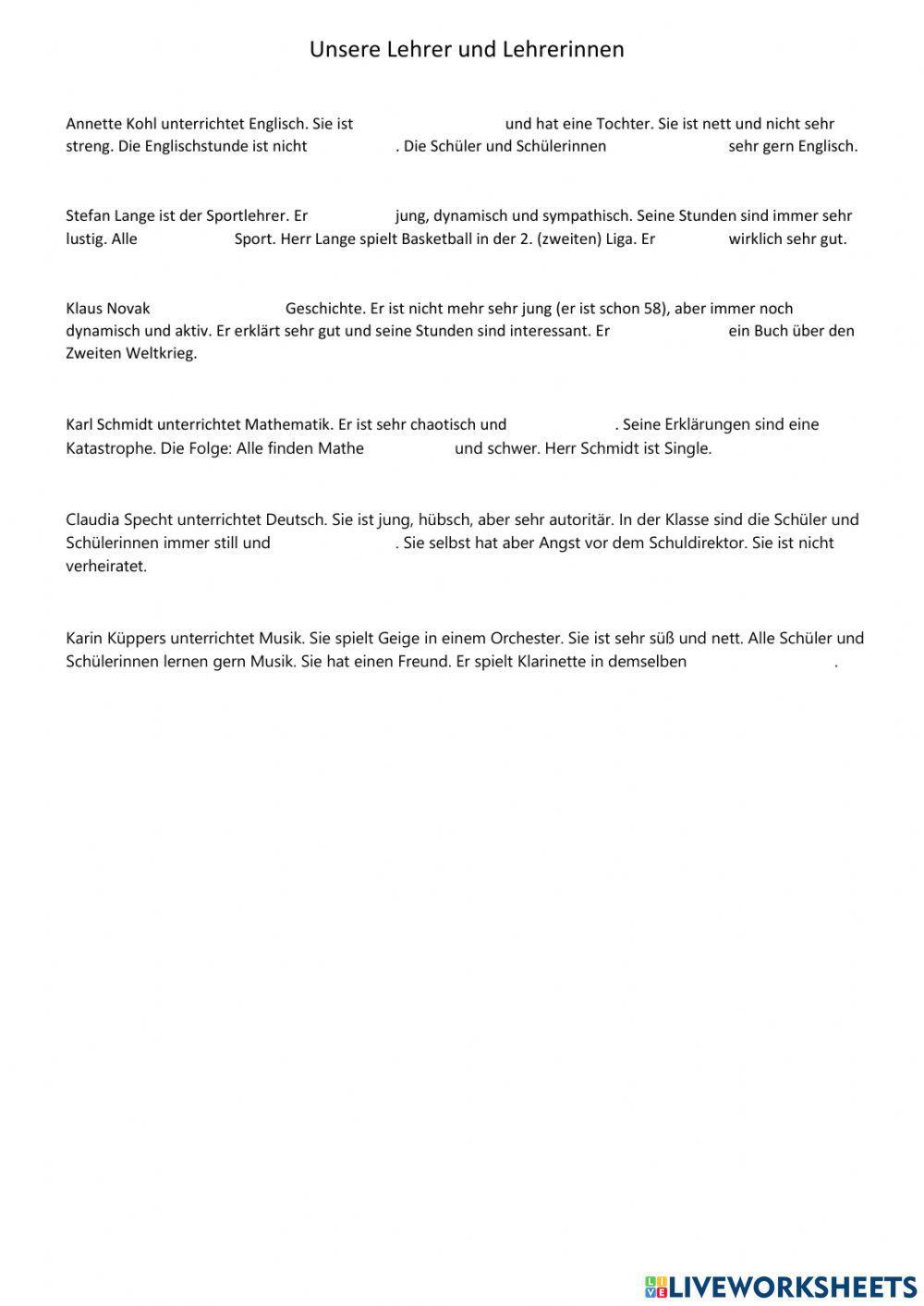 Magnet 1 Lektion 5 Text Unsere Lehrer und Lehrerinnen