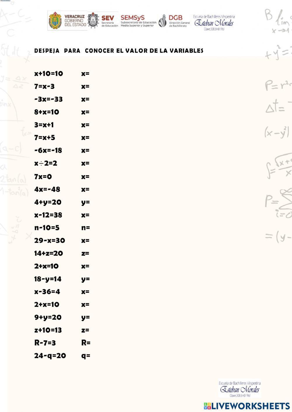 Despejando Variables