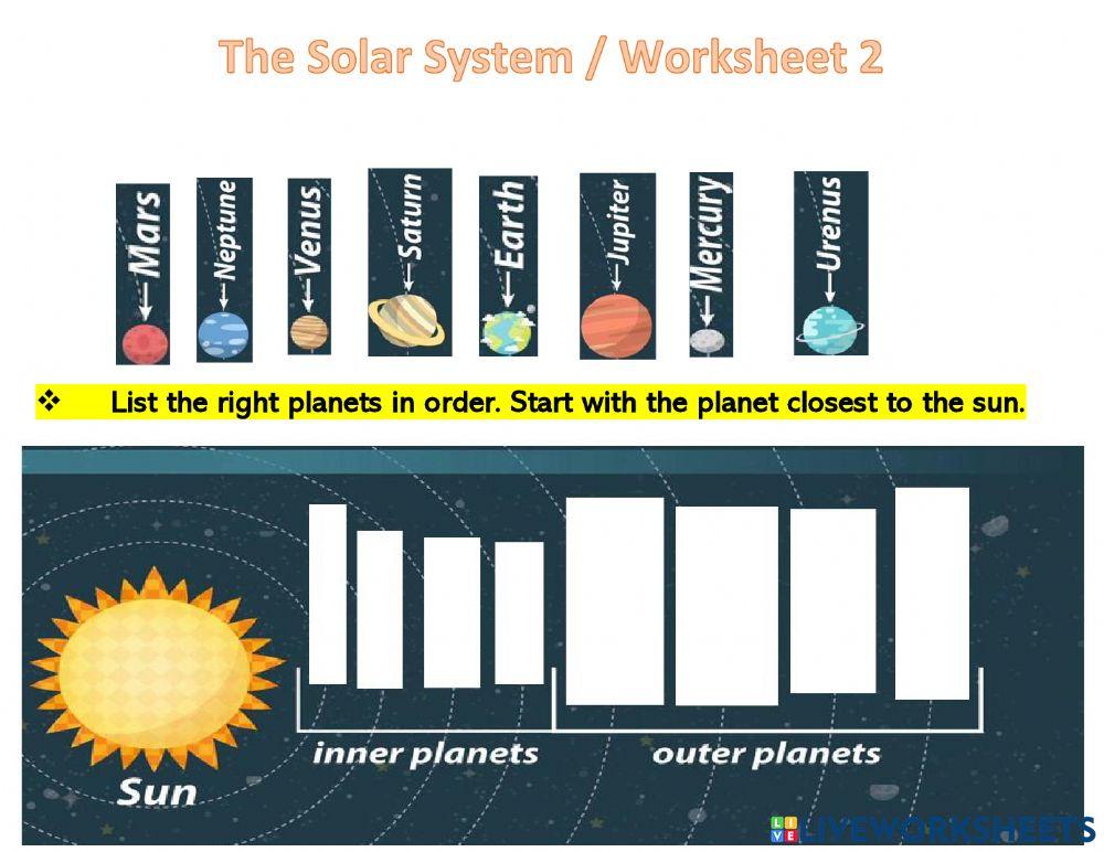 Solar system worksheet