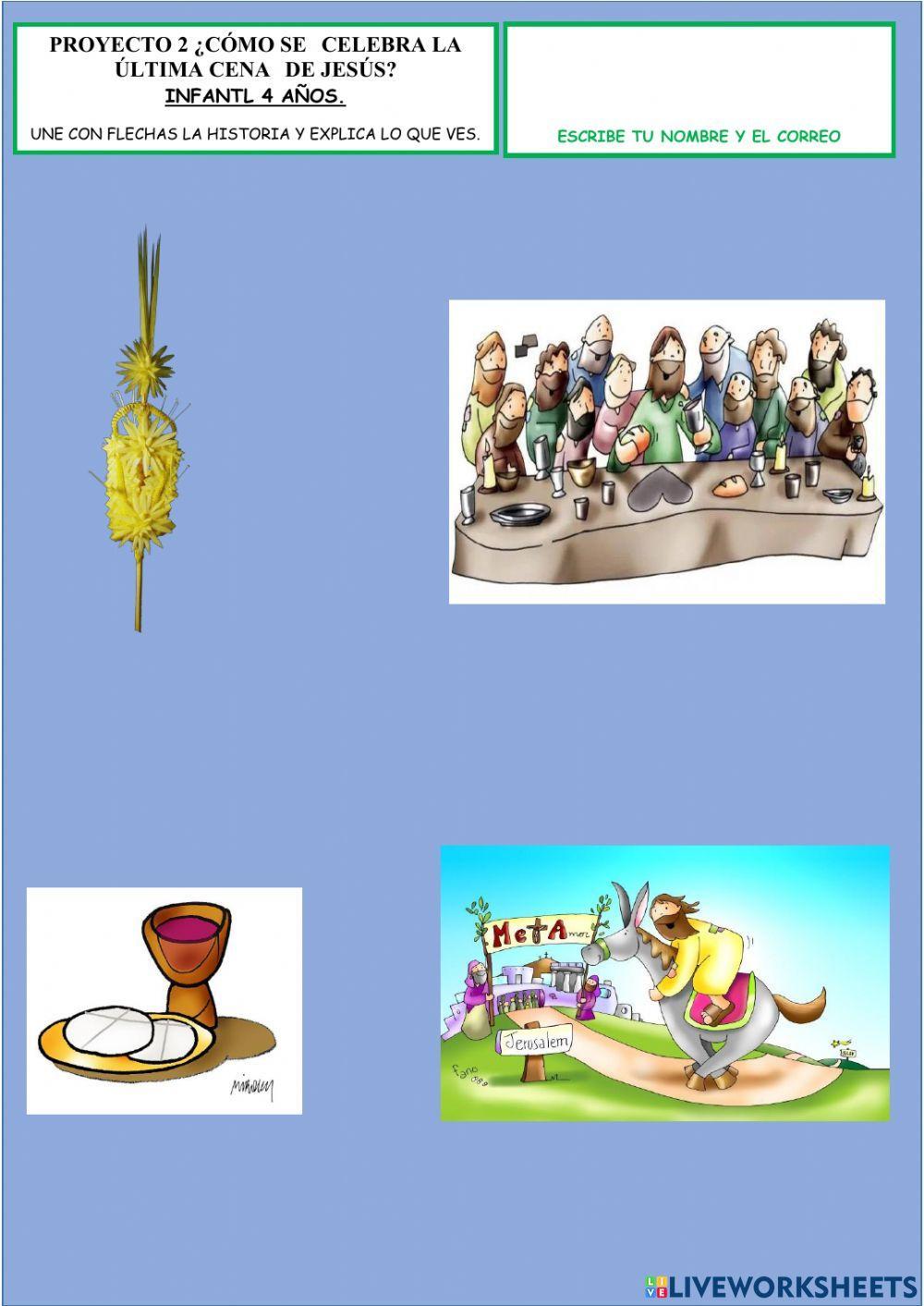 Proyecto 2 ¿cómo se celebra la  última cena de jesús? infantl 4 años.