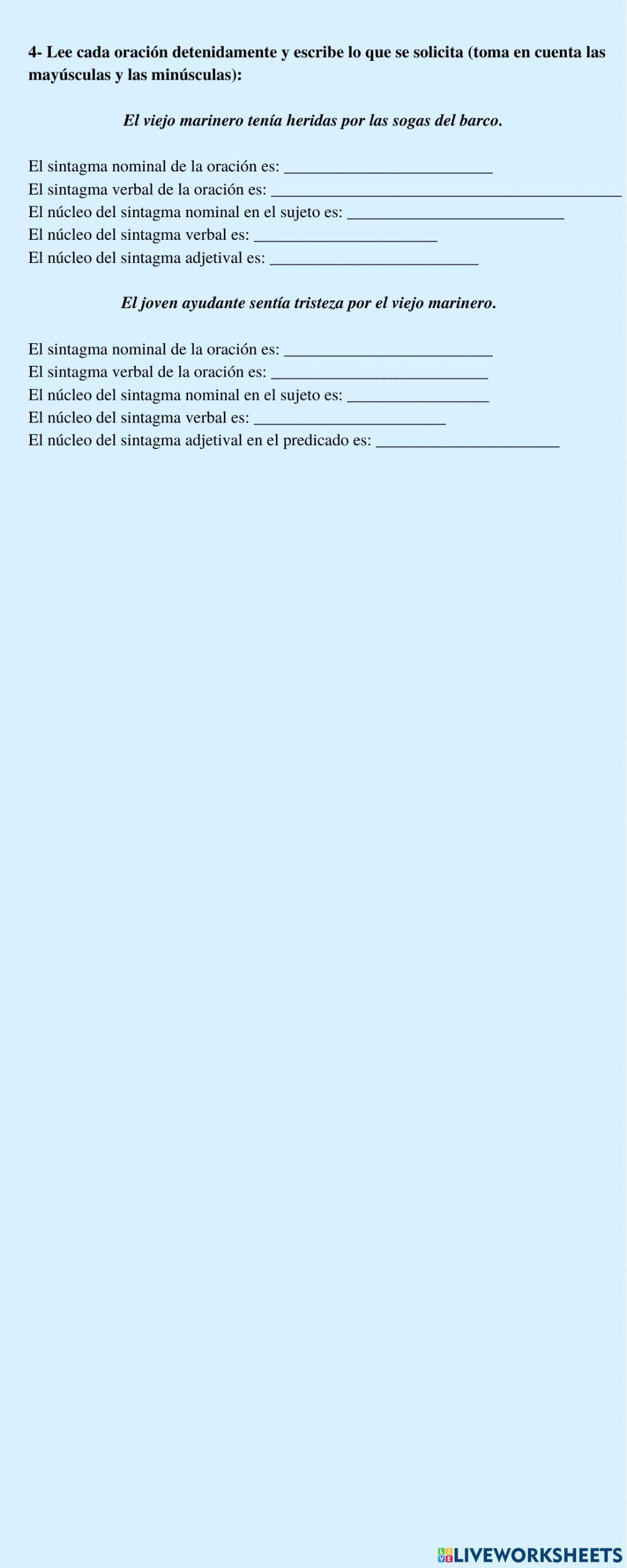 Ejercicio de la sintaxis española