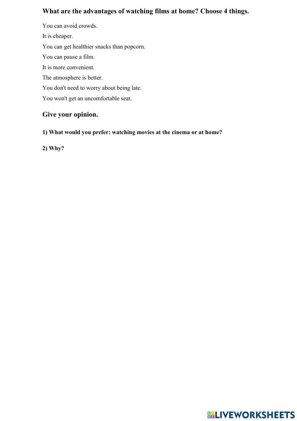 At the cinema or at home