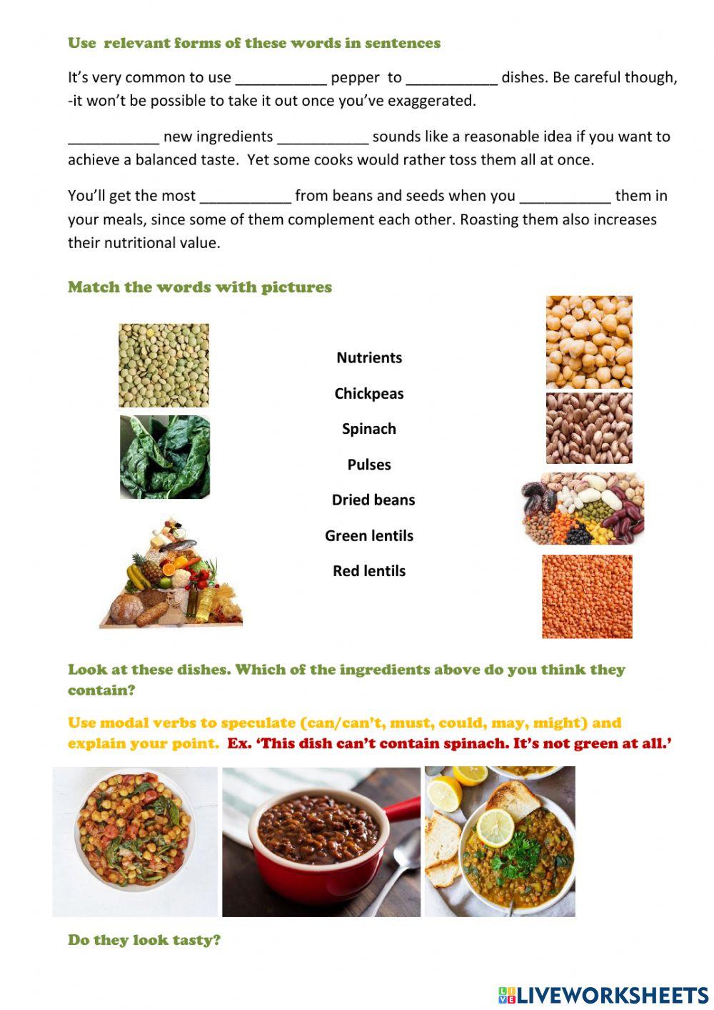 Food related vocabulary