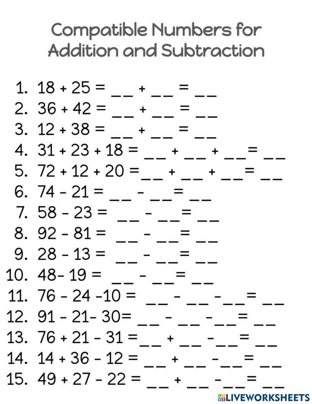 Compatible Number Addition 820897 | Jacqueline