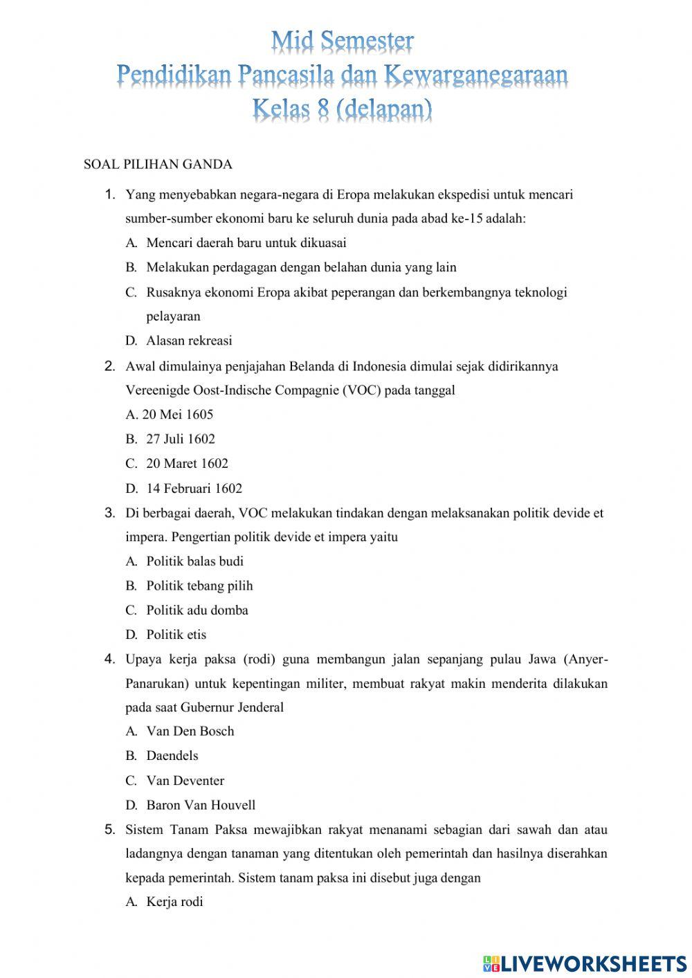 MID SEMESTER KELAS 8 