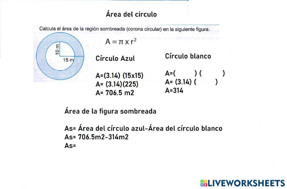Problemas de obtención del área del círculo
