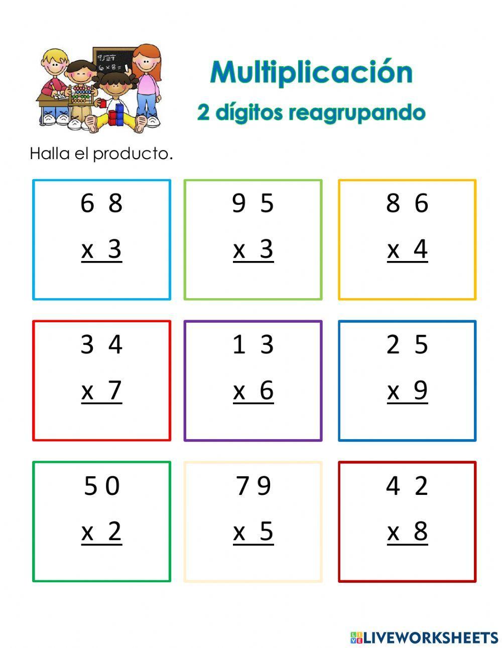 Multiplicación 2 dígitos reagrupando