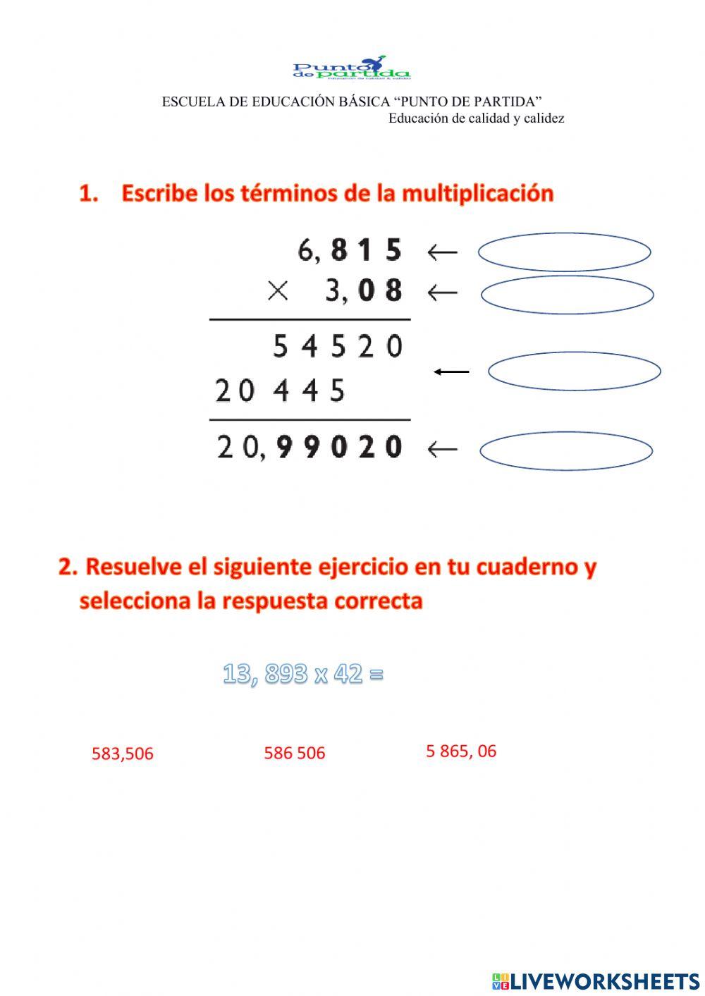 Multiplicación con decimales