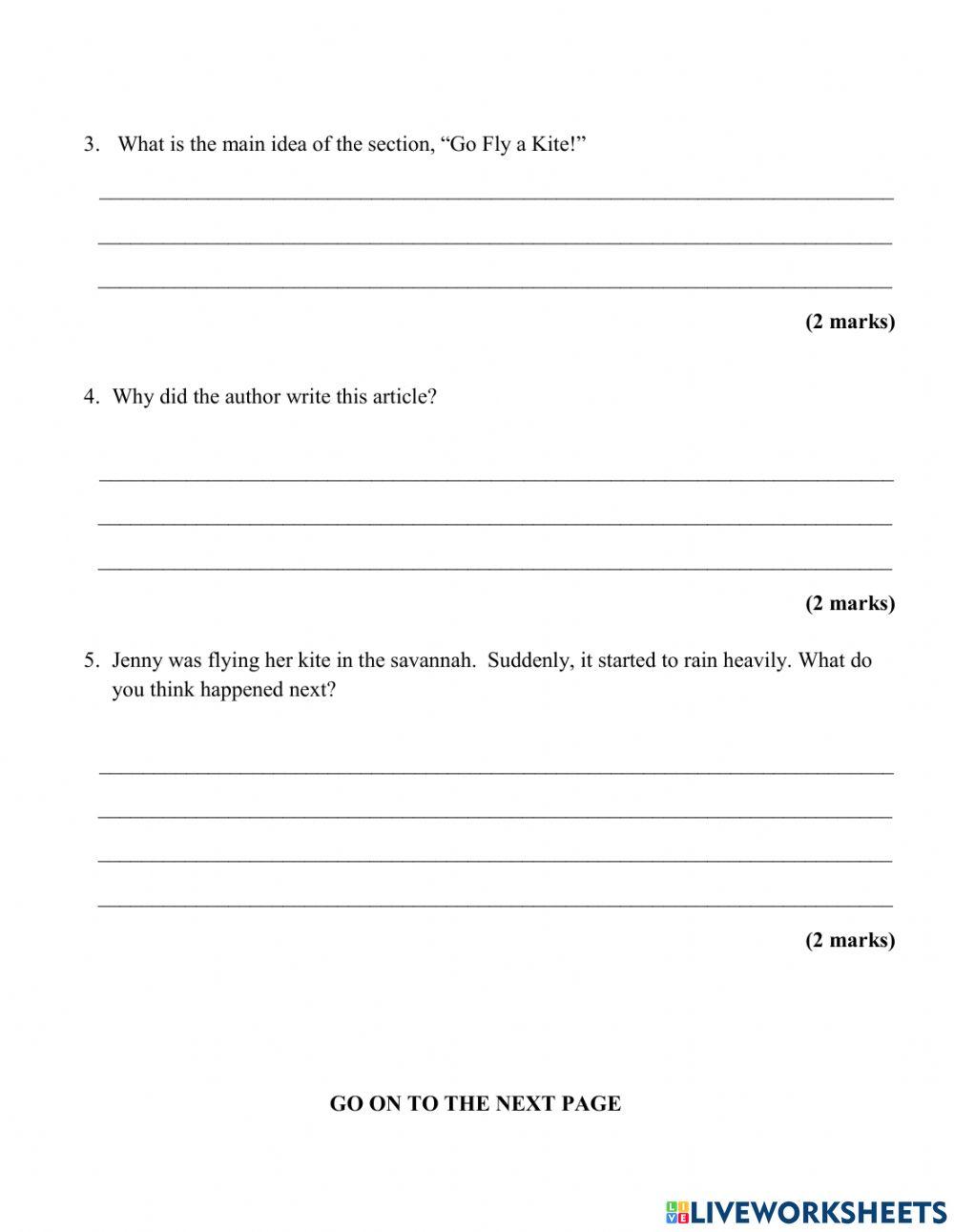 Weekly Test- Comprehension